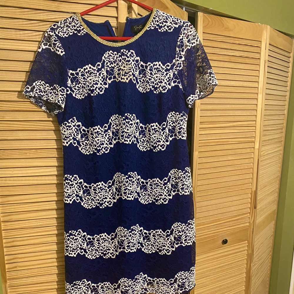 Navy blue lace cocktail dress